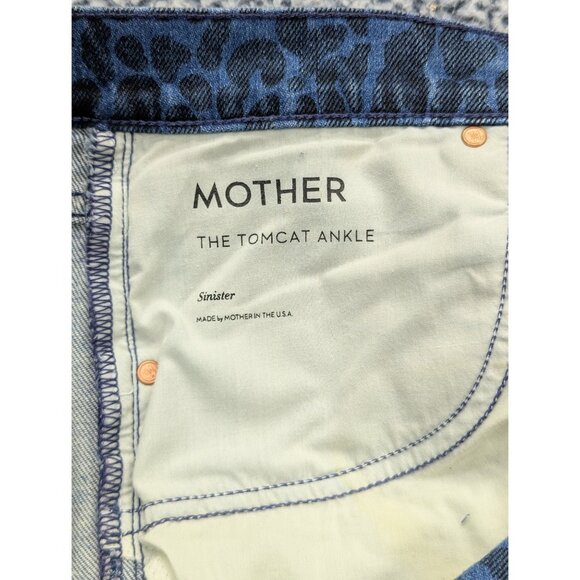 Mother Superior The Tomcat Ankle Sinister Blue Jeans Womens 32 Leopard Crop - Picture 15 of 16